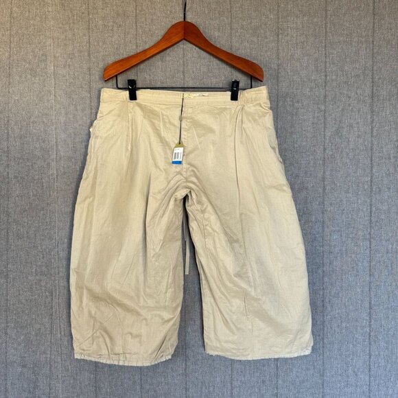 Vintage Y2k Max Studio Tan Cotton Low Rise Wide Leg Tie Hem Cargo Capri Pants - Picture 10 of 17